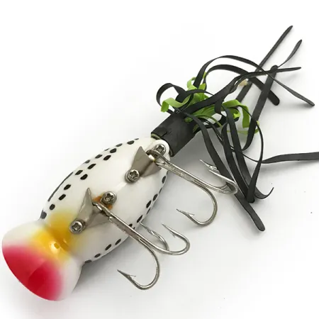 Fred Arbogast Hula Popper, White Tiger / Červená, 10g, Suknice, #6617