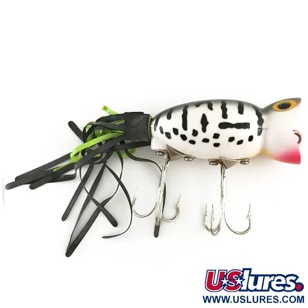 Fred Arbogast Hula Popper, White Tiger / Červená, 10g, Suknice, #6617