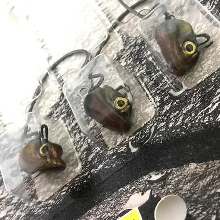 Duh!!! Head Kit Offsetové Jigovky, Olivová / Červená, 11g, Weedless, #6722