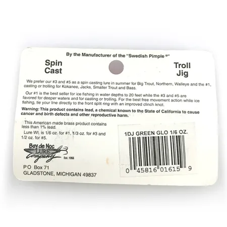 Bay de Noc Do-Jigger 1 Plandavka, White/Green Glow, 5g, Svítící, #6736