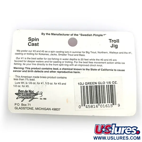 Bay de Noc Do-Jigger 1 Plandavka, White/Green Glow, 5g, Svítící, #6736