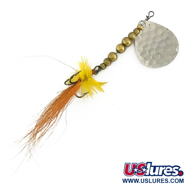 Renosky Lures Swiss Swing Hammered Spoon Třpytka, Tepaný nikl, 7g, Trojháček s peřím, #7151