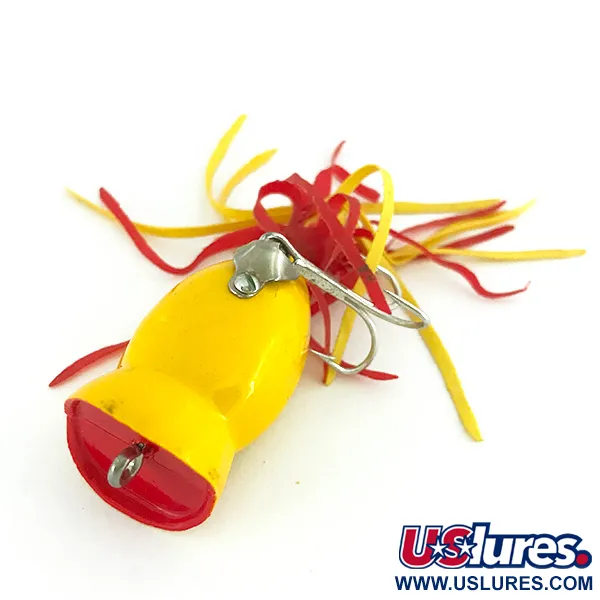 Fred Arbogast Hula Popper Popper, Žlutá, 8g, Gumová Sukně, #7810