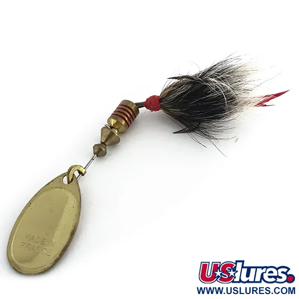 Mepps Aglia 2 dressed Rotačka, Bílá/Červená/Mosaz, 4,7g, Peří, #8811