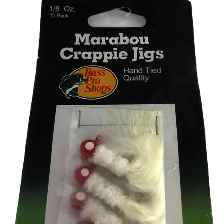 Bass Pro Shops Marabou Crappie Jig, Bílá / Červená, 4g, Ručně vázaný, #9515