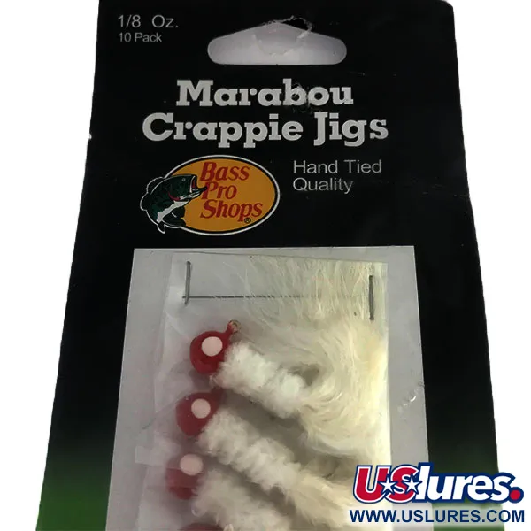 Bass Pro Shops Marabou Crappie Jig, Bílá / Červená, 4g, Ručně vázaný, #9515